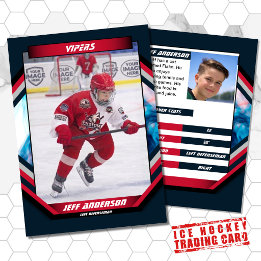 Ice Hockey Trading Card in Cool Red Dark Blue 