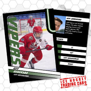 Ice Hockey Trading Card in Dynamic Green Black