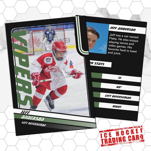 Ice Hockey Trading Card in Dynamic Green Black