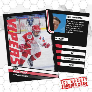 Ice Hockey Trading Card in Dynamic Red Black