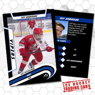 Ice Hockey Trading Card in Lively Blue
