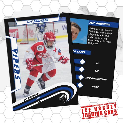 Ice Hockey Trading Card in Lively Blue