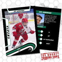 Ice Hockey Trading Card in Lively Green