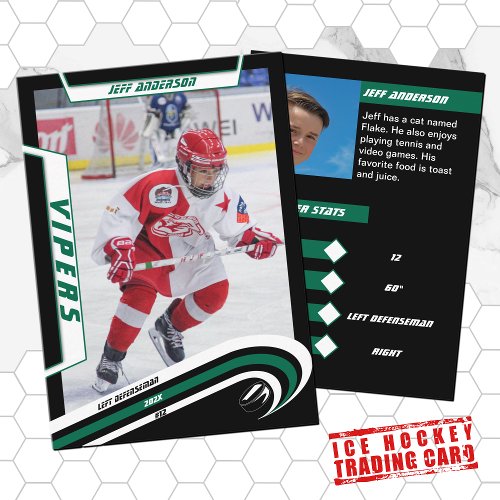 Ice Hockey Trading Card in Lively Green