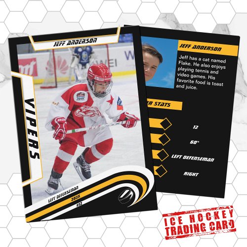 Ice Hockey Trading Card in Lively Yellow