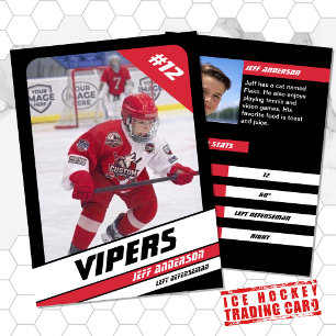 Ice Hockey Trading Card in Vibrant Red Black