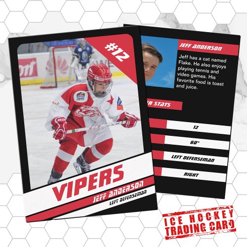 Ice Hockey Trading Card in Vibrant Red Black