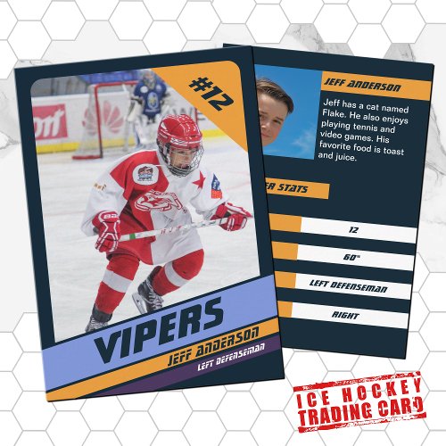 Ice Hockey Trading Card in Vibrant Violet