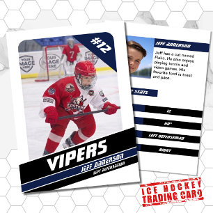Ice Hockey Trading Card in Vigorous Blue White