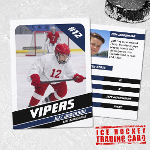 Ice Hockey Trading Card in Vigorous Blue White