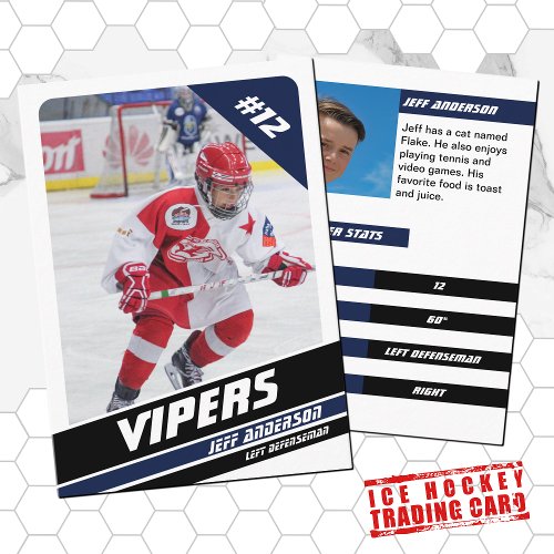 Ice Hockey Trading Card in Vigorous Blue White