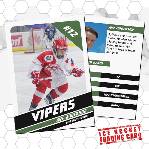 Ice Hockey Trading Card in Vigorous Green White