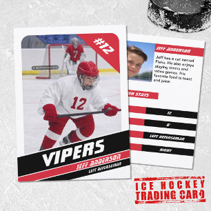 Ice Hockey Trading Card in Vigorous Red White