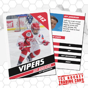 Ice Hockey Trading Card in Vigorous Red White