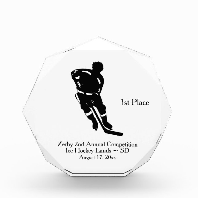 Ice Hockey Trophy Acrylic Award (Front)