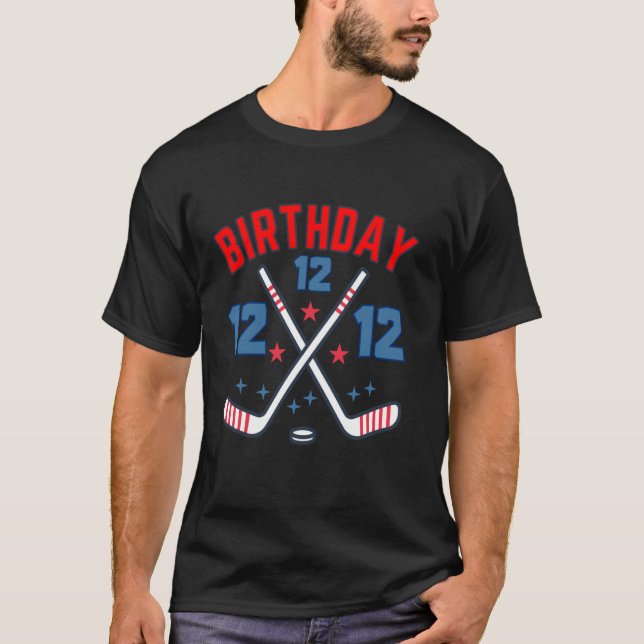 Ice Hockey Twelve Birthday Boy 12th Party Boys Age T-Shirt (Front)