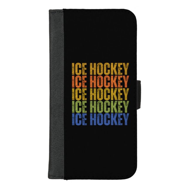 ICE HOCKEY TYPOGRAPHY iPhone WALLET CASE (Front)