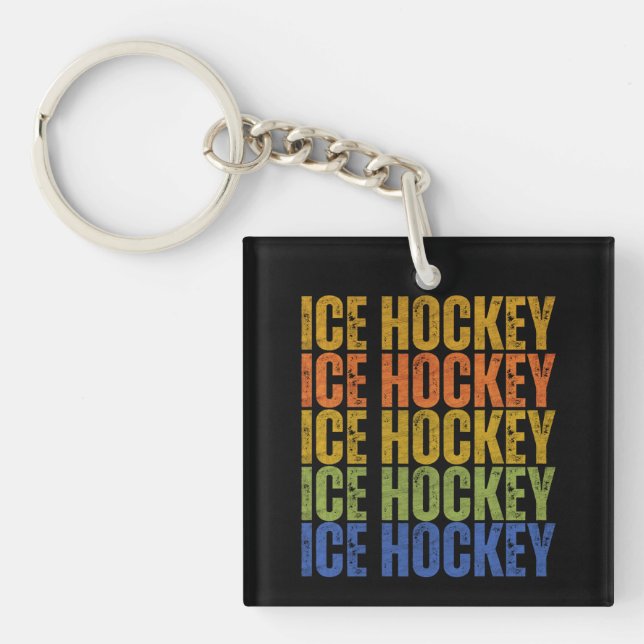 Ice Hockey Typography Keychain (Front)
