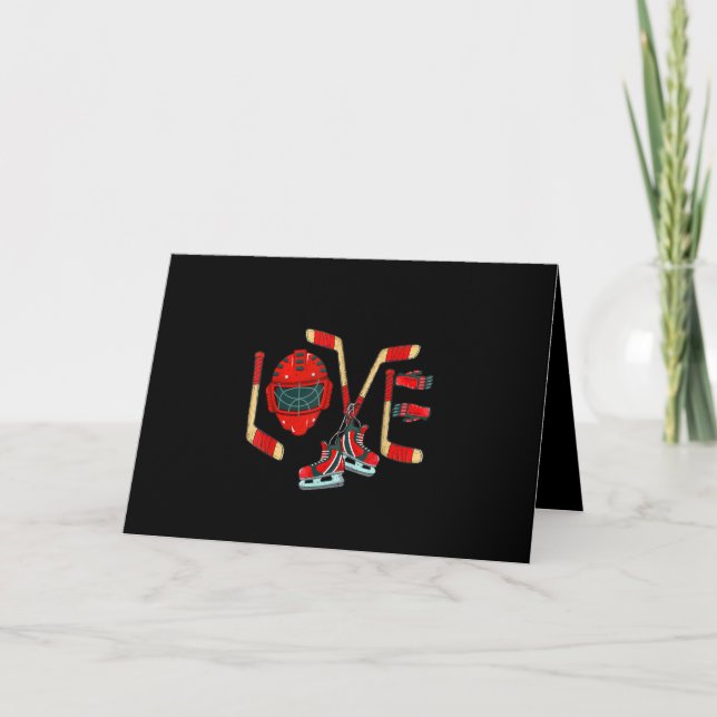 Ice Hockey Valentines Day Love Cute Gift Boys Girl Card (Front)