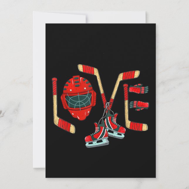 Ice Hockey Valentines Day Love Cute Gift Boys Girl Invitation (Front)