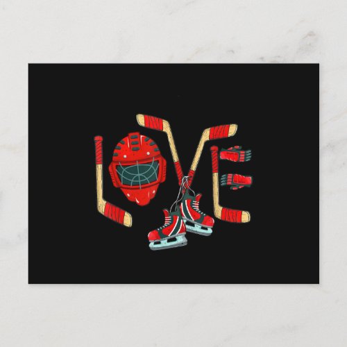 Ice Hockey Valentines Day Love Cute Gift Boys Girl Invitation Postcard