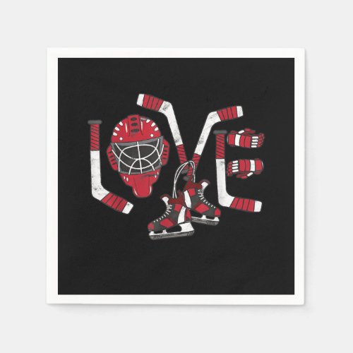 Ice Hockey Valentines Day Love Cute Gift Boys Girl Napkins