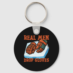 Ice Hockey Vintage Gloves Real Men Drop Gloves Keychain