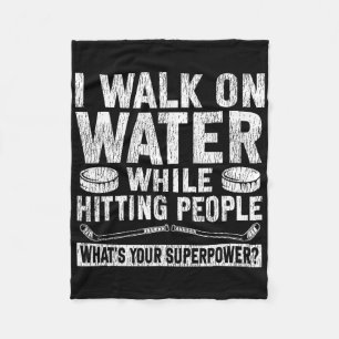 Ice Hockey Vintage I Walk On Water While Hitting P Fleece Blanket