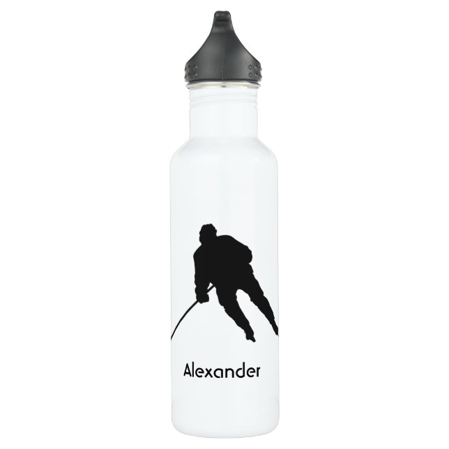 Ice Hockey water bottle player name black (Right)