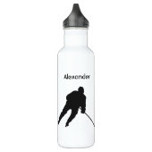 Ice Hockey water bottle player name black (Left)