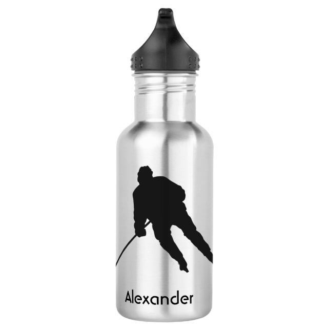 Ice Hockey water bottle player name black (Right)