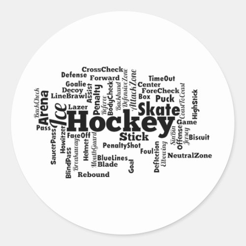 Ice Hockey Word Cloud Classic Round Sticker