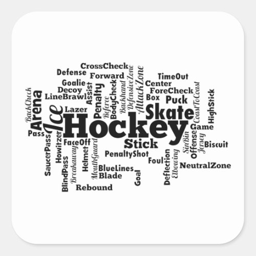 Ice Hockey Word Cloud Square Sticker