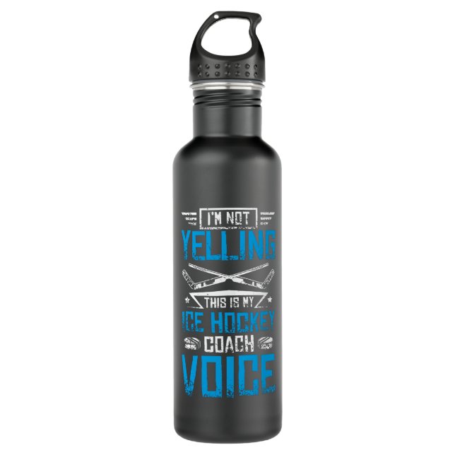 Ice Hockey Yelling Coach Stainless Steel Water Bottle (Front)