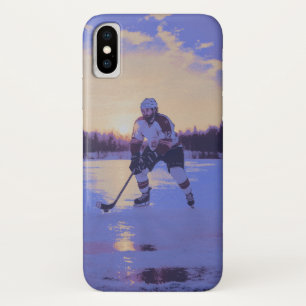 Ice Hocky Player at Sunrise iPhone X Case