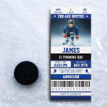 Ice Hocky Themed Sports Ticket Birthday Party   Invitation<br><div class="desc">Get ready to score big with our Hockey-themed Ticket Birthday Invitations! These invitations are the ultimate way to kick off the celebration for your little one's big day, whether it's their 1st birthday or any age. Designed to look like real hockey game tickets, they'll have your guests eager to join...</div>