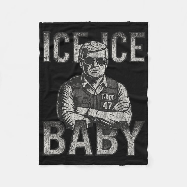 Ice Ice Baby Retro Funny Trump  Fleece Blanket (Front)