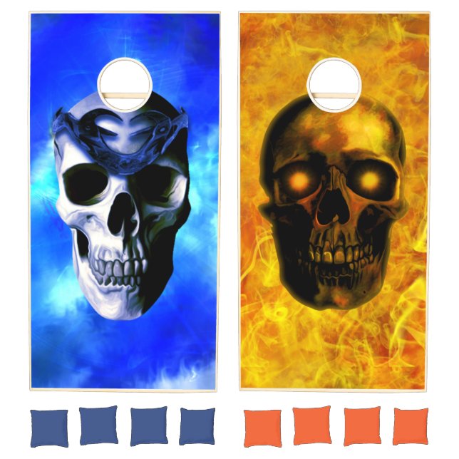 Ice King skull and Hellfire skull Cornhole Set (Set)