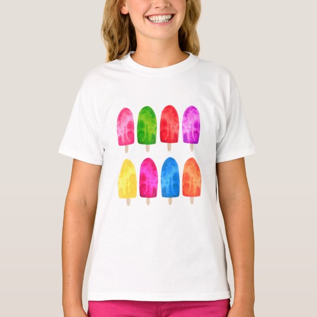 Ice Lolly Popsicle Girls Summer T-Shirt (Front)