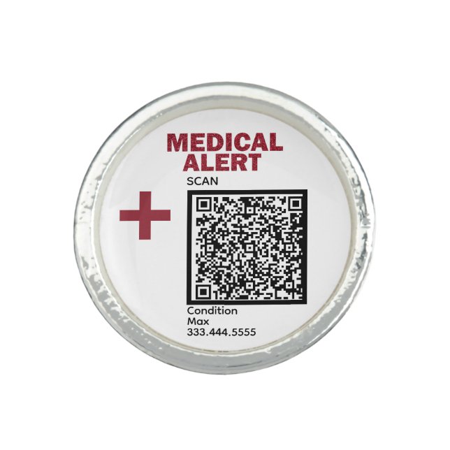 *~* ICE Medical Alert AP38 QR Ring (Front)