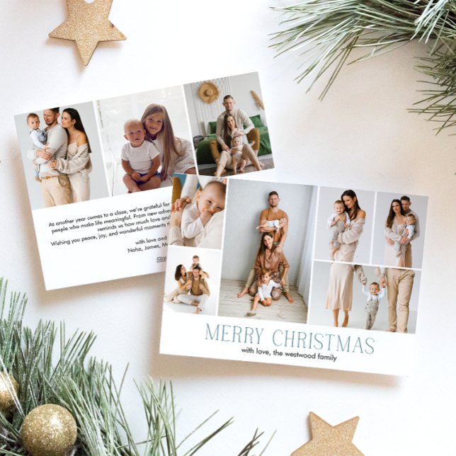 ICE Merry Christmas Elegant 9 Collage Multi-Photo  Holiday Card (Creator Uploaded)