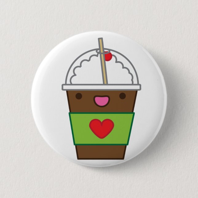 Ice mocha coffee pinback button (Front)