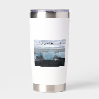 Ice on black beach  insulated tumbler