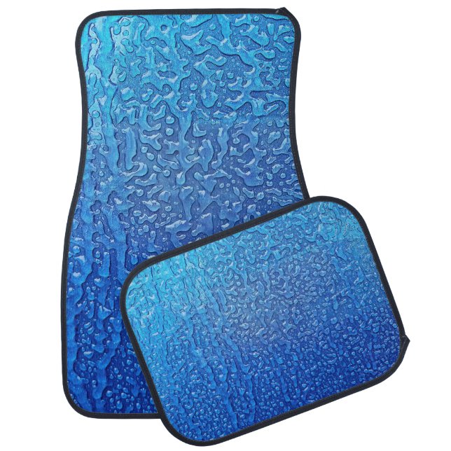 Ice On Blue Metal Car Floor Mat (Set)