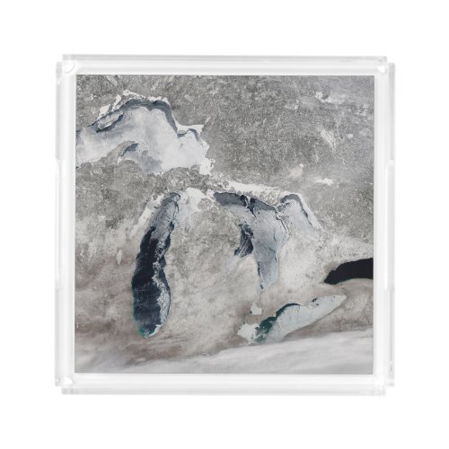 Ice On The Great Lakes United States Acrylic Tray