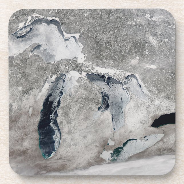 Ice On The Great Lakes, United States. Beverage Coaster (Front)