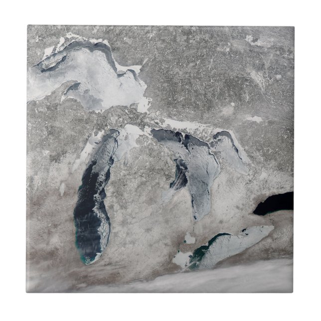 Ice On The Great Lakes, United States. Ceramic Tile (Front)