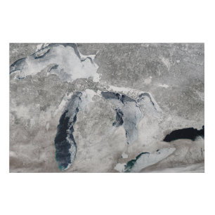 Ice On The Great Lakes, United States. Faux Canvas Print