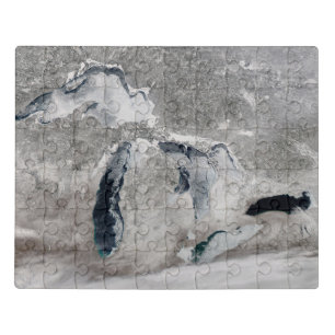 Ice On The Great Lakes, United States. Jigsaw Puzzle