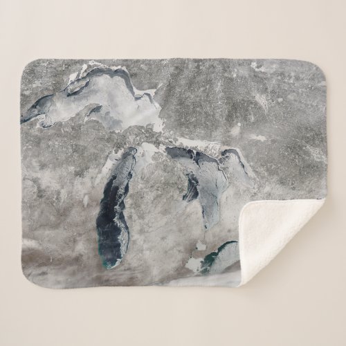 Ice On The Great Lakes United States Sherpa Blanket